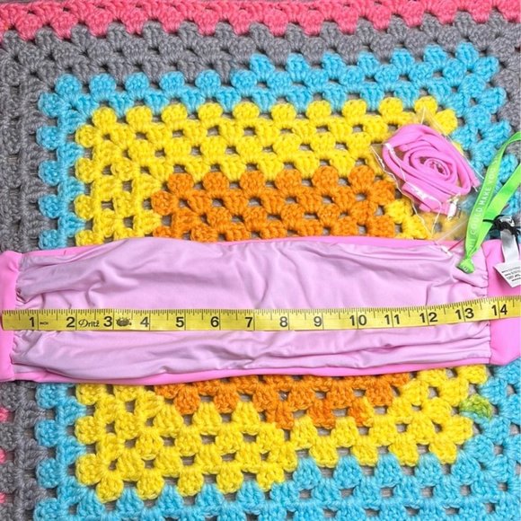 GUESS Pink Highlighter Bikini Top Strapless size Medium - Picture 3 of 4